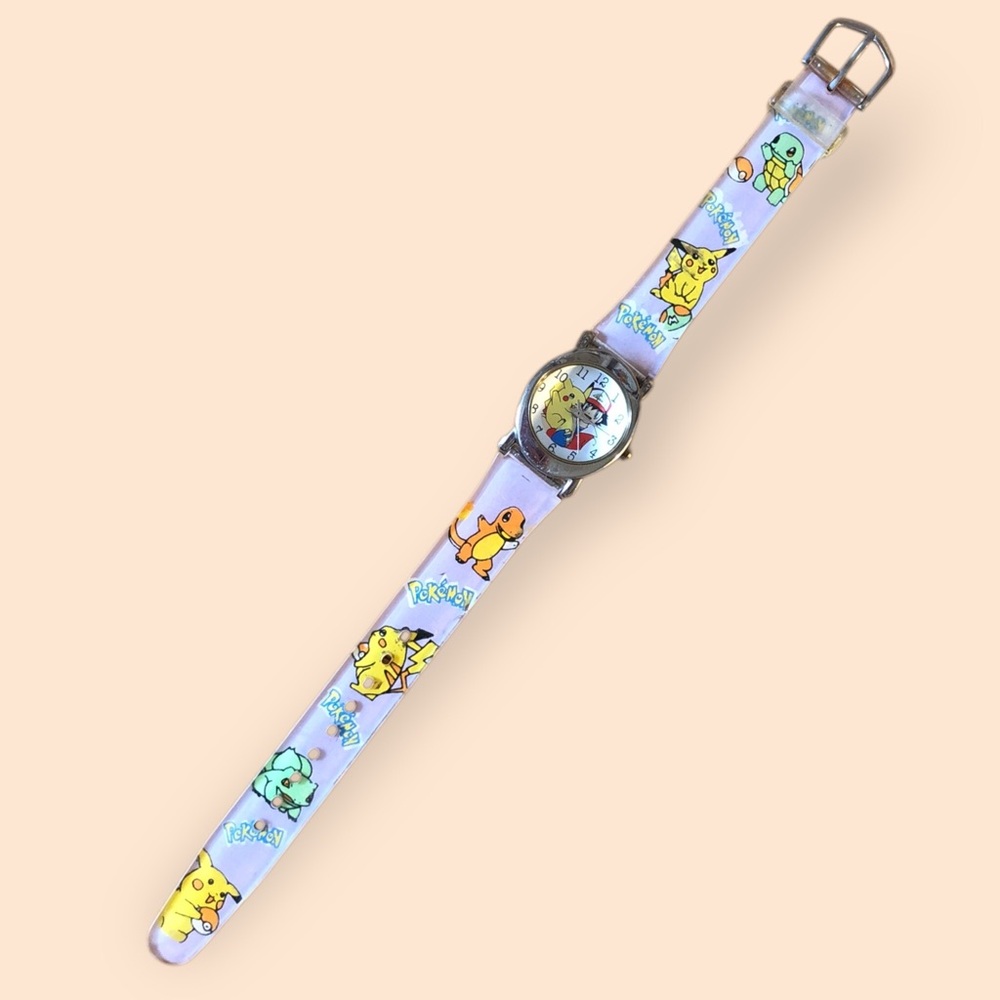 Vintage Pokémon Watch Stainless Steel & Rubber Band Adjustable Needs Battery